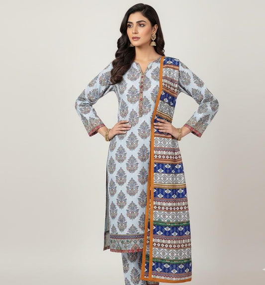 A-32 KARANDI 3pc Digital Printed Suit With Digital Printed Karandi Dupatta
