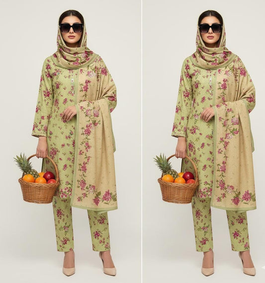 A-35 Karandi 3pc Digital Printed Suit With Digital Printed Karandi Dupatta