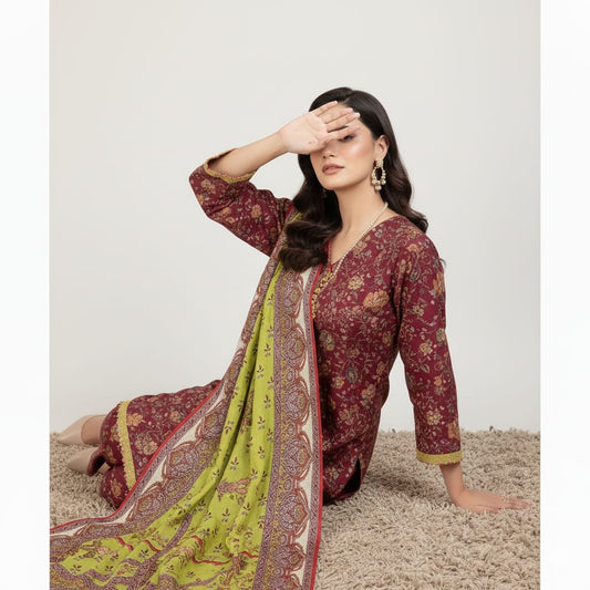 A-33 Karandi 3pc Digital Printed Suit With Digital Printed Karandi Dupatta