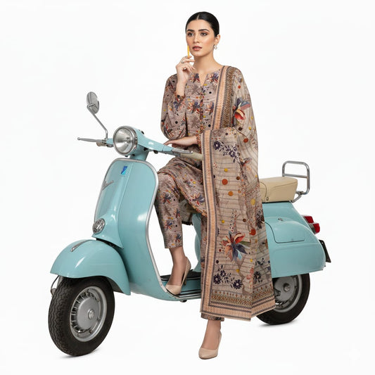 A-34 Karandi 3pc Digital Printed Suit With Digital Printed Karandi Dupatta