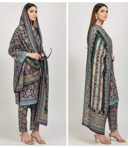 A-36 Karandi 3pc Digital Printed Suit With Digital Printed Karandi Dupatta