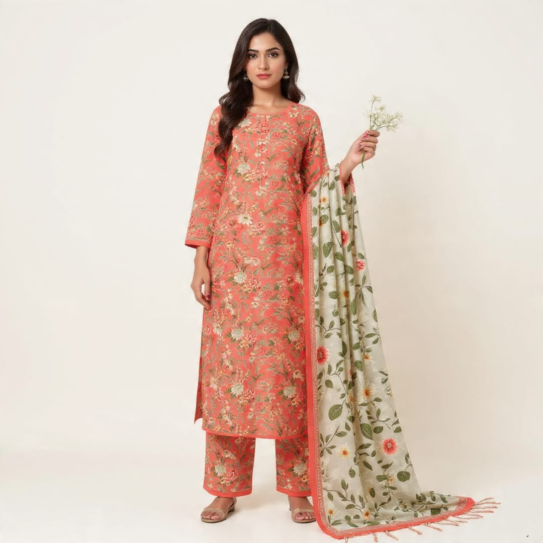 A-39 Karandi 3pc Digital Printed Suit With Digital Printed Karandi Dupatta