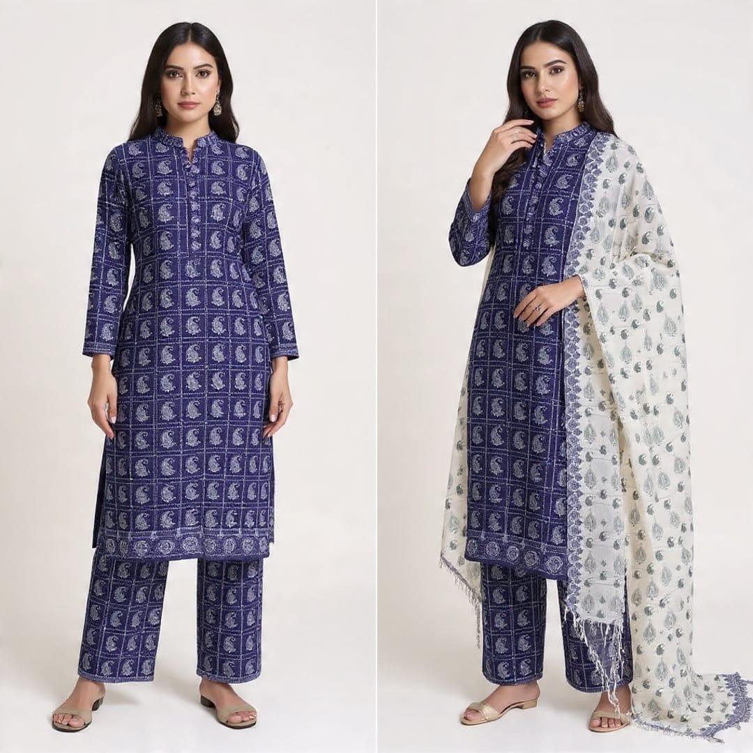 A-40 Karandi 3pc Digital Printed Suit With Digital Printed Karandi Dupatta