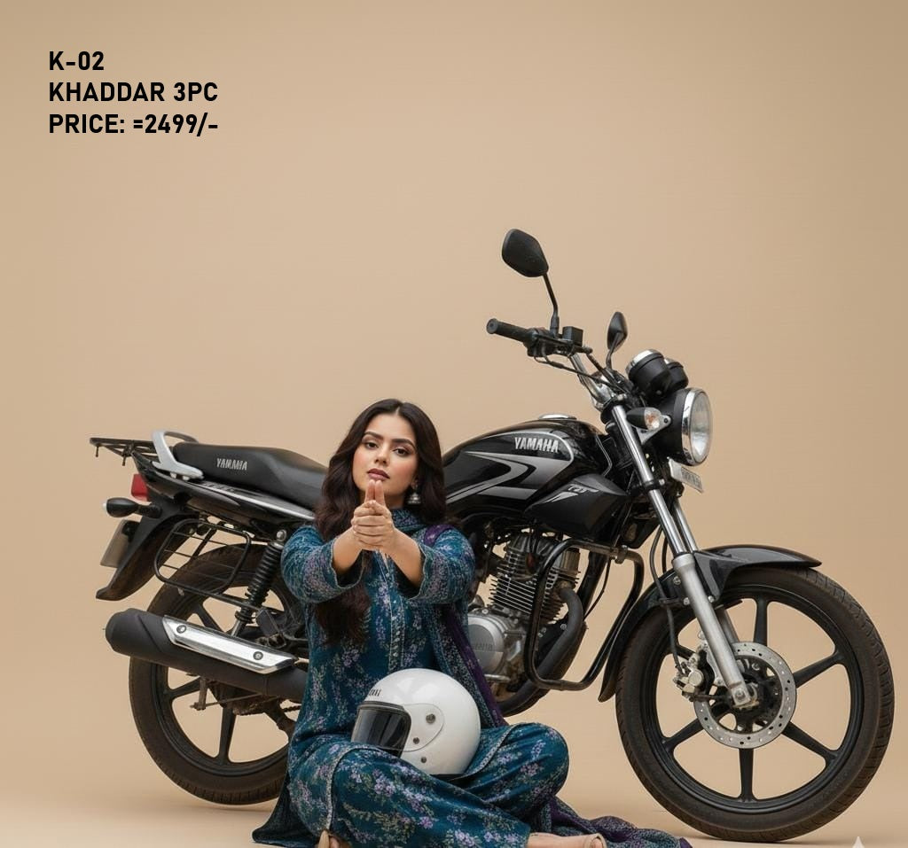 K-2 Khaddar 3pc Digital Printed Suit With Digital Printed Khaddar Dupatta