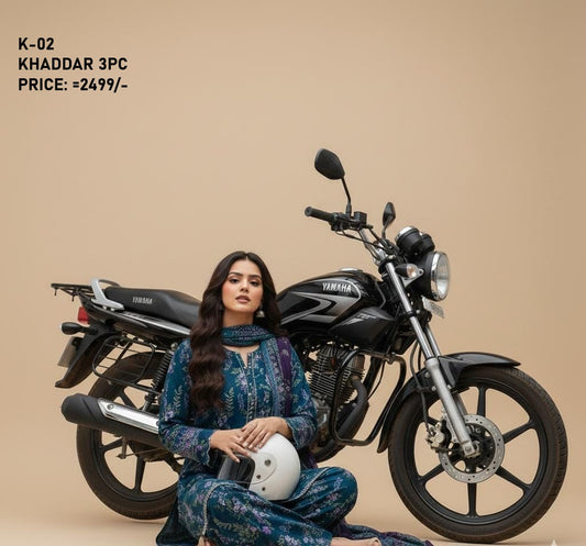 K-2 Khaddar 3pc Digital Printed Suit With Digital Printed Khaddar Dupatta
